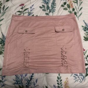 SHEIN Dusty Pink Lace-Up Pocket Mini Skirt